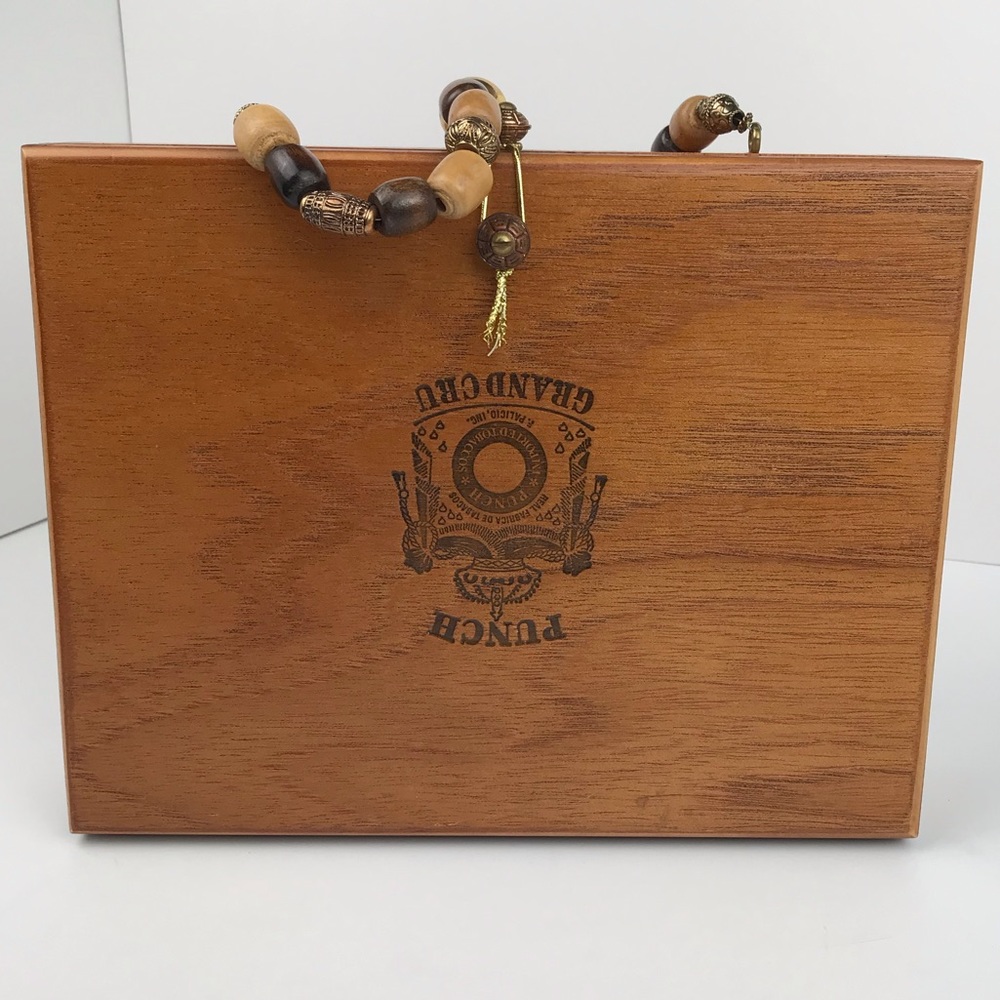 Cigar Box Purse with Sunflower and Beaded Handle - Picture 2 of 7